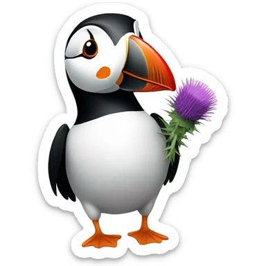 A puffin with a thistle  sticker