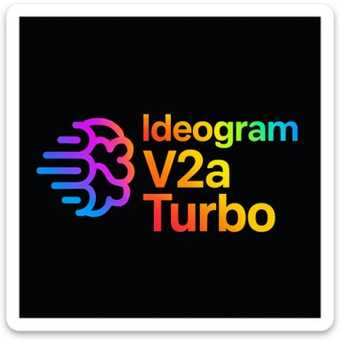 make a colorful text of "Ideogram V2a Turbo", black background, add this logo too sticker