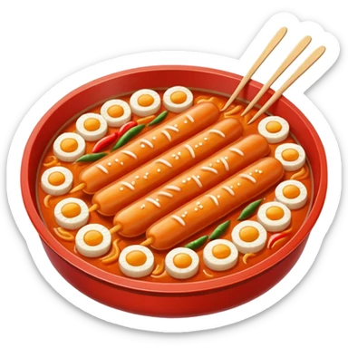 tteokbokki street food, tray of rice cakes sticker