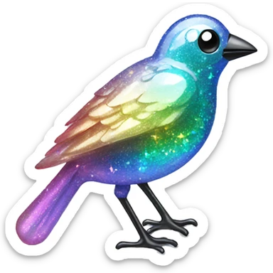 Sparkly glossy Pastel iridescent glass bird sticker