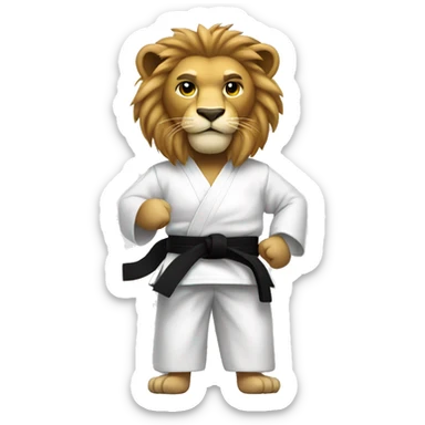 Lion with black belt and karate uniform  sticker