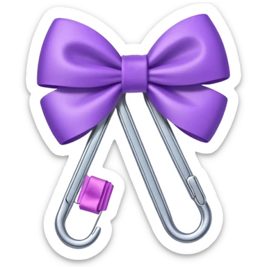 one silver paper clip with a purple bow in the middle sticker