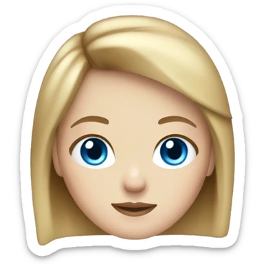 White Girl with blue eyes with brown hair and blonde bangs sticker