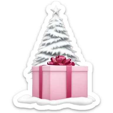 Light pink Christmas gifts under a white Christmas tree  sticker
