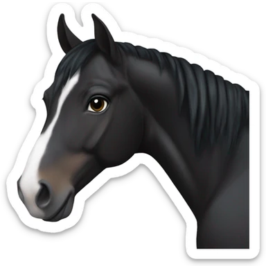 Black quarter horse with black mane and tail and small white spot on forehead sticker