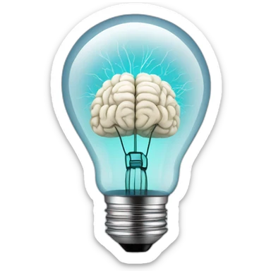 Light bulb with the filament in the shape of a brain sticker