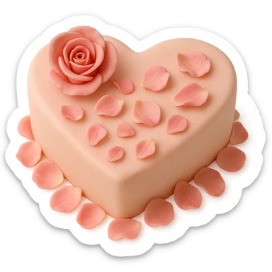 heart-shaped fondant cake with edible rose petals sticker