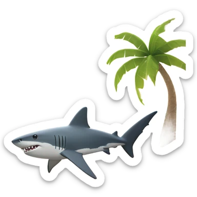 shark sitting under a palm tree sticker