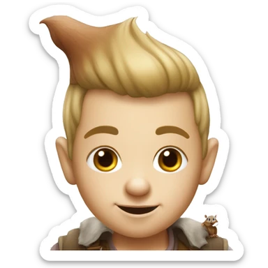 young shaved cute gnome with a squirrel tail sticker