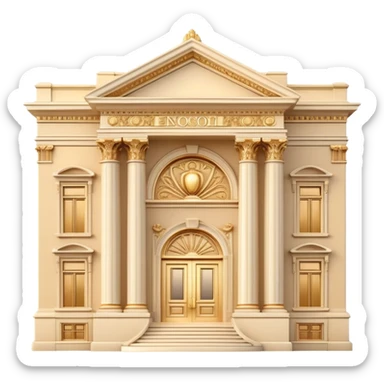 3D render of a luxury neoclassical building facade in warm beige and gold tones, premium real estate emoji style, elegant lighting, clean background, premium style sticker