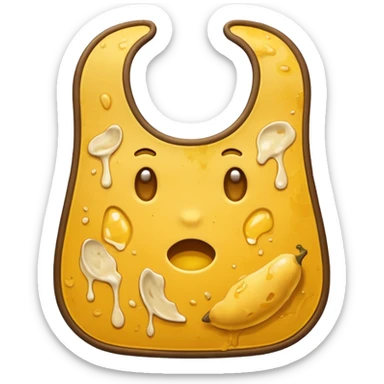 Yellow bib with food stains sticker