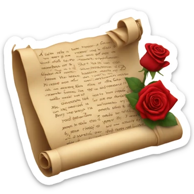 Realistic valentine poetry scroll with roses sticker