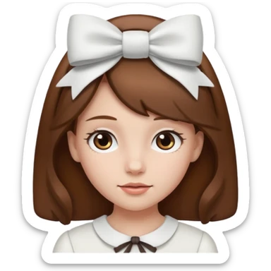 Chica con cabello castaño y un lazo blanco en la cabeza  sticker