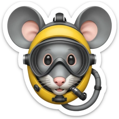 a mouse head with scuba gear (scuba mask and snorkel) sticker