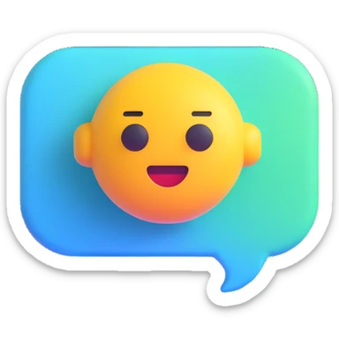 futuristic and trendy AI chatbot emoji, speech bubble with digital pixel effect, modern look sticker