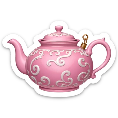 Pink steaming and boiling  tea pot with smoke sticker