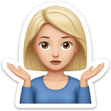 woman shrugging, eyes closed sticker