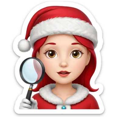 Female Santa with Magnifying glass sticker