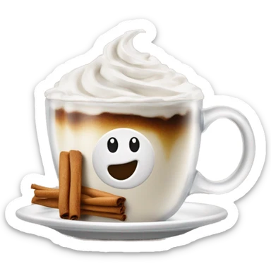 Café com chantilly por cima e uma pitada de canela numa caneca transparente sticker