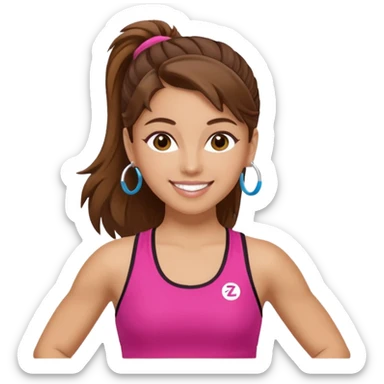 Make a zumba coach emoji, brown eyes, brown hair girl sticker