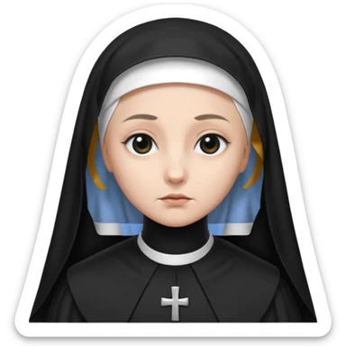 nun emoji. black and white cloth. black veil. war tone sticker