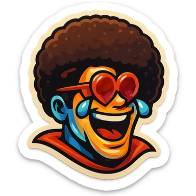 superhero head, heart glasses, laughing with tears in eyes sticker