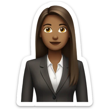 business woman long straight brown hair sticker