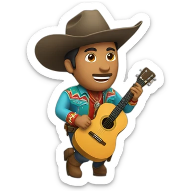 mexican cowboy playing guitar sticker