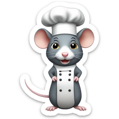 rat with a chef's hat full body side profile on all four legs sticker