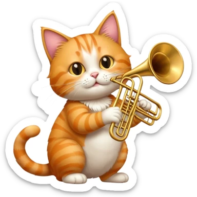 cat playing trombone sticker