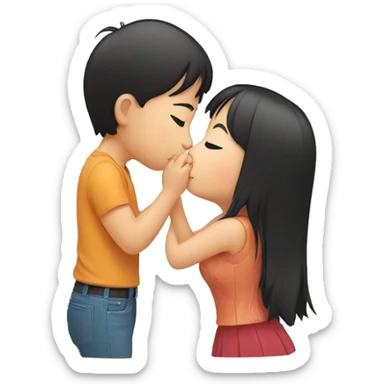 Asian girl giving a kiss sticker