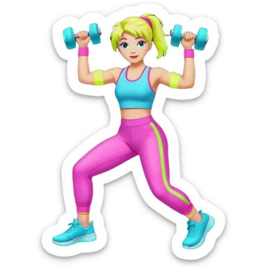 glow 80's work out sticker