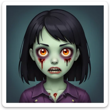 zombie girl with dark black hair and a bang emoji  sticker