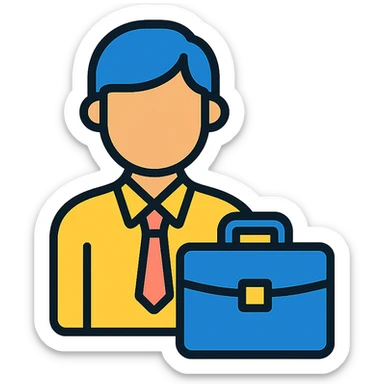 a person with a briefcase sticker