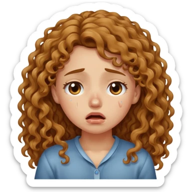 long light brown curly hair girl bawling  sticker
