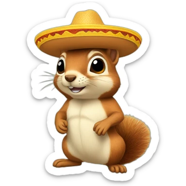squirrel sombrero sticker