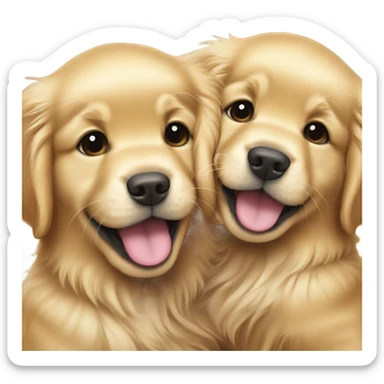 Puppy golden retriever playing with a puppy golden retriever sticker