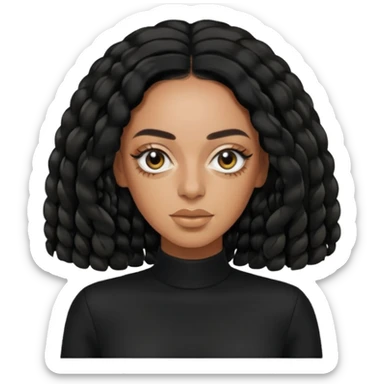 Solange with black long hair, black outfit sticker