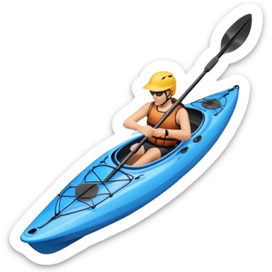 An icon showing a close-up of a kayak gliding over rippling water, with a double-bladed paddle in motion and splashes around. The sleek shape of the boat and dynamic strokes highlight the speed and precision of kayaking. Transparent background emphasizes the energy of the sport. sticker