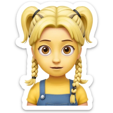 yellow minion character with girl hair, pigtails sticker