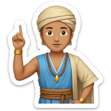 fullbody Pharisee, teaching, raised finger, ancient clothing, full body, emoji style sticker