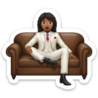 Rick james lying on a dirty couch sticker