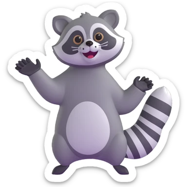 raccoon waving enthusiastically sticker