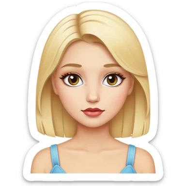 Smiley with blonde hair and girlie makeup sticker