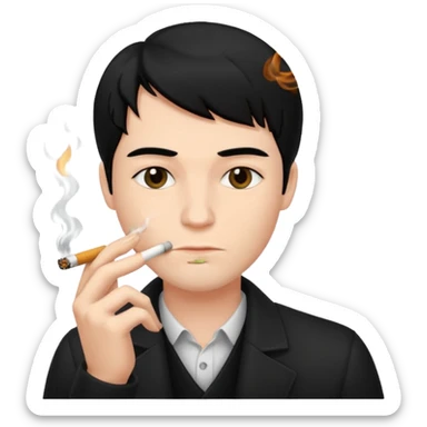 Has una persona fumando, Que tenga pelo negro  y sea hombre  sticker