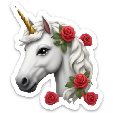 Realistic unicorn with roses in its mane sticker