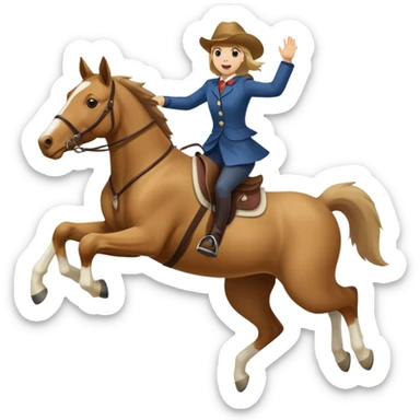 person riding a horse jumping over a dog sticker