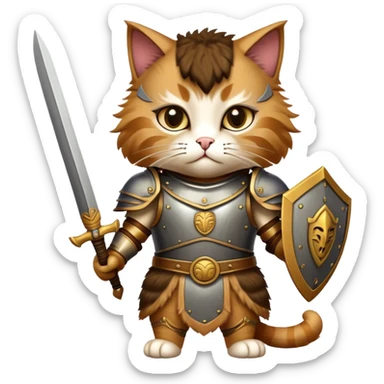 cat dressed as a trojan warrior sticker