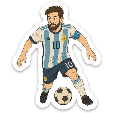 ghibli style portrait of Messi in a soccer pose sticker