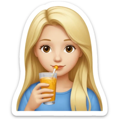 Girl with long blonde hair drinking a drink sticker